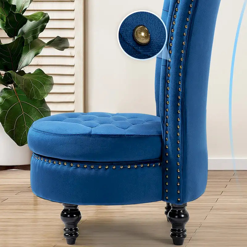 Chaise Trône à Dossier Haut en Velours, Sans Accoudoirs, Chaise d'Appoint Royale