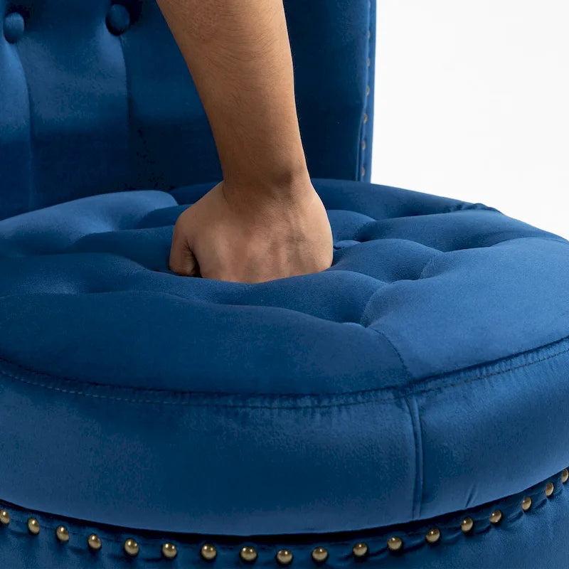 Chaise Trône à Dossier Haut en Velours, Sans Accoudoirs, Chaise d'Appoint Royale