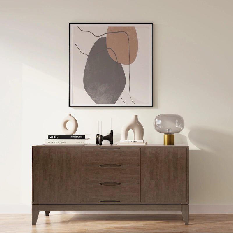 Buffet en noyer brun au design Mid-Century