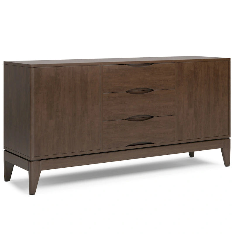 Buffet en noyer brun au design Mid-Century