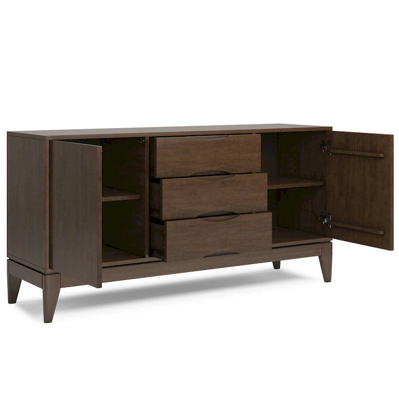 Buffet en noyer brun au design Mid-Century