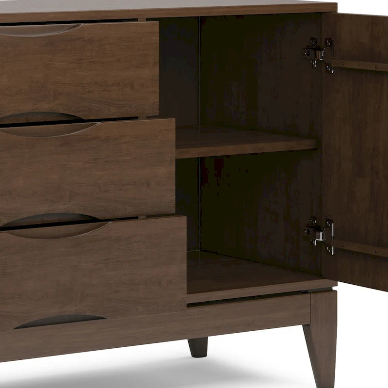 Buffet en noyer brun au design Mid-Century