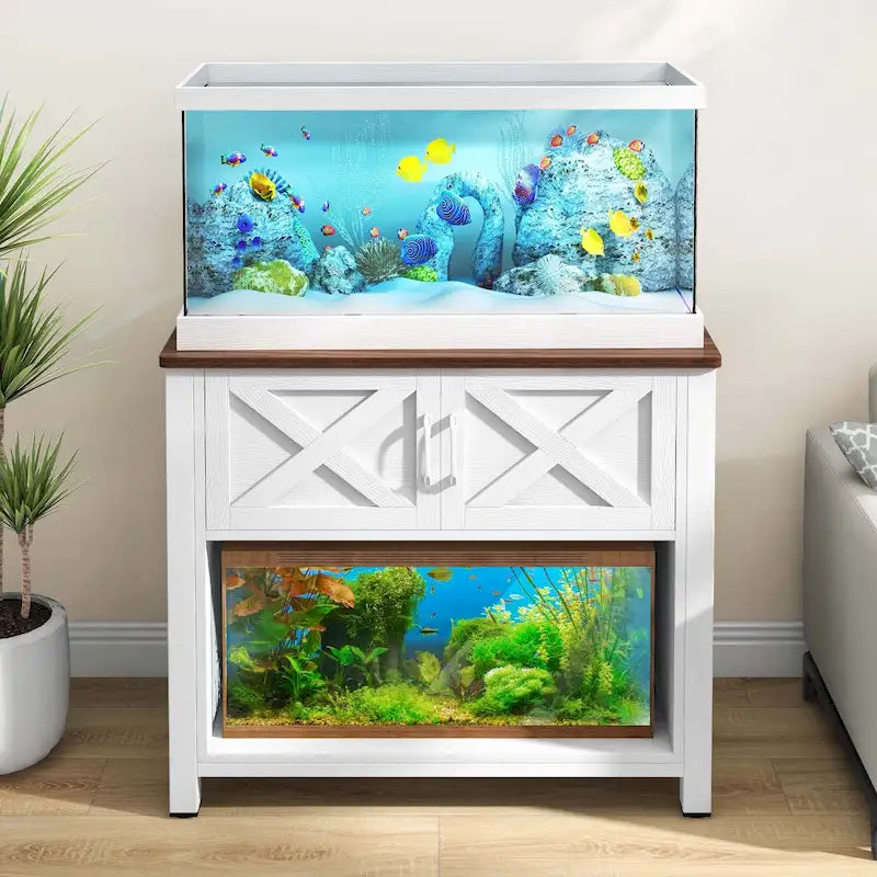 Meuble d'aquarium avec prises électriques