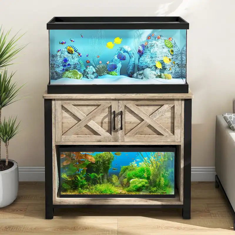 Meuble d'aquarium avec prises électriques