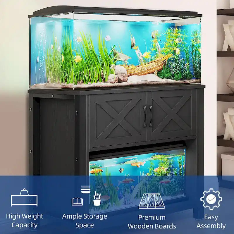 Meuble d'aquarium avec prises électriques