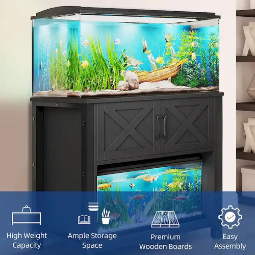 Meuble d'aquarium avec prises électriques