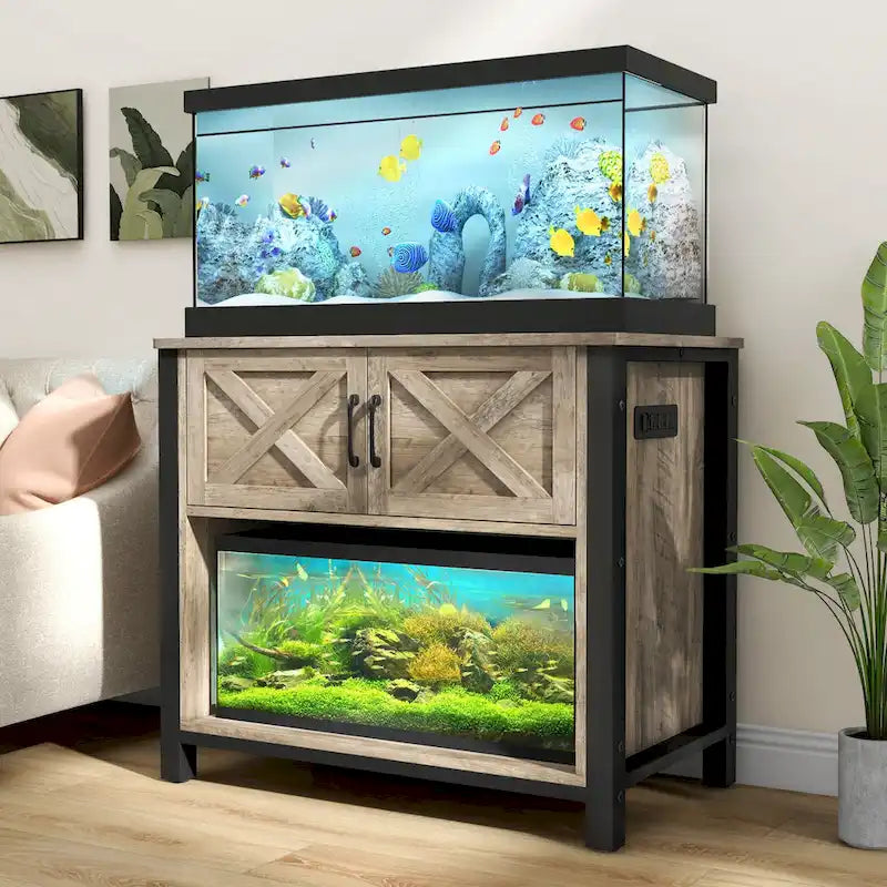 Meuble d'aquarium avec prises électriques
