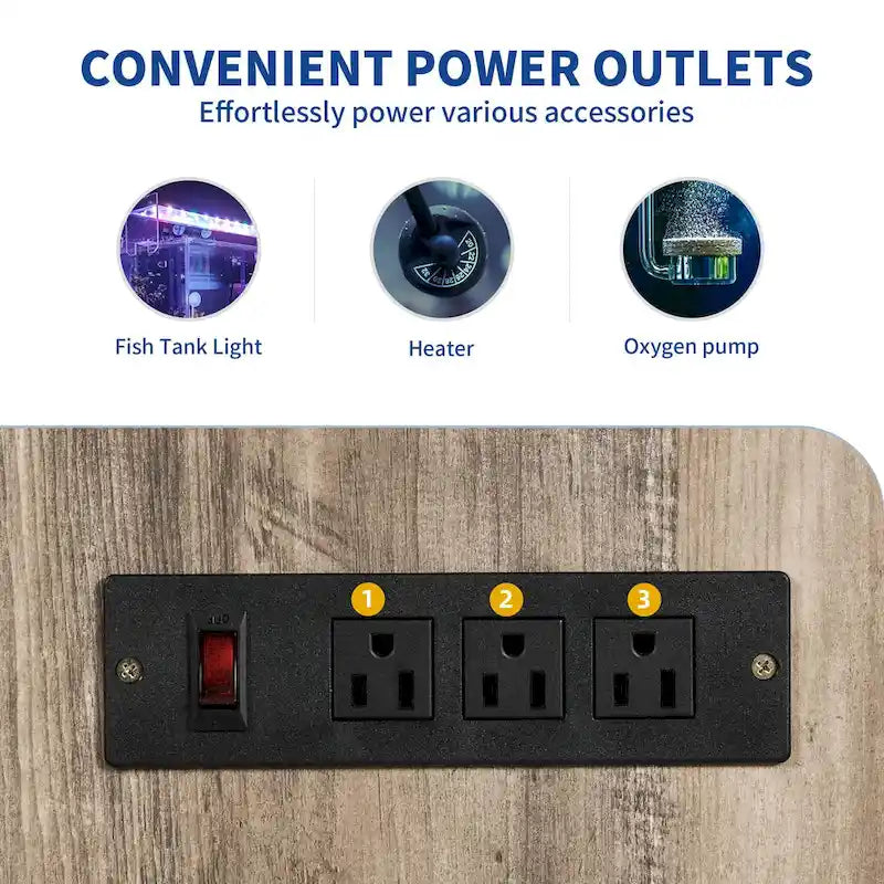 Meuble d'aquarium avec prises électriques