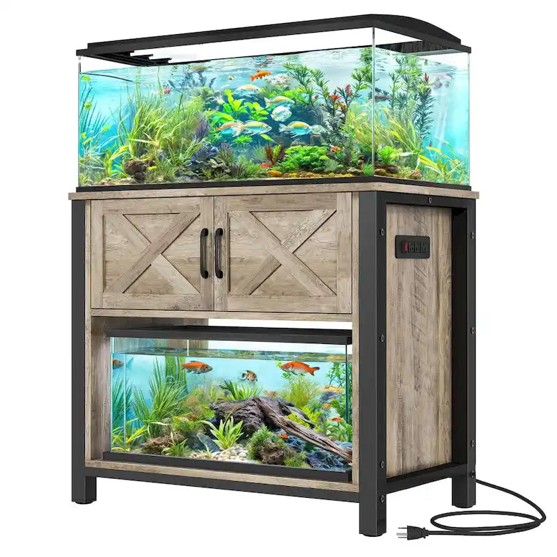 Meuble d'aquarium avec prises électriques