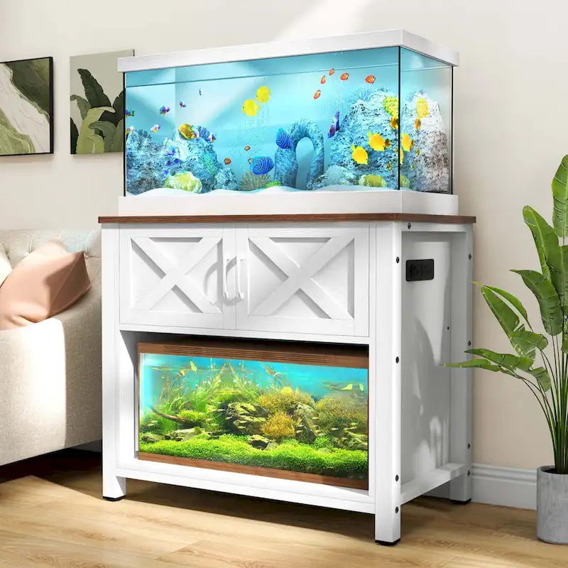 Meuble d'aquarium avec prises électriques