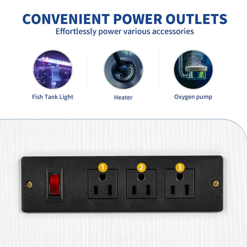 Meuble d'aquarium avec prises électriques