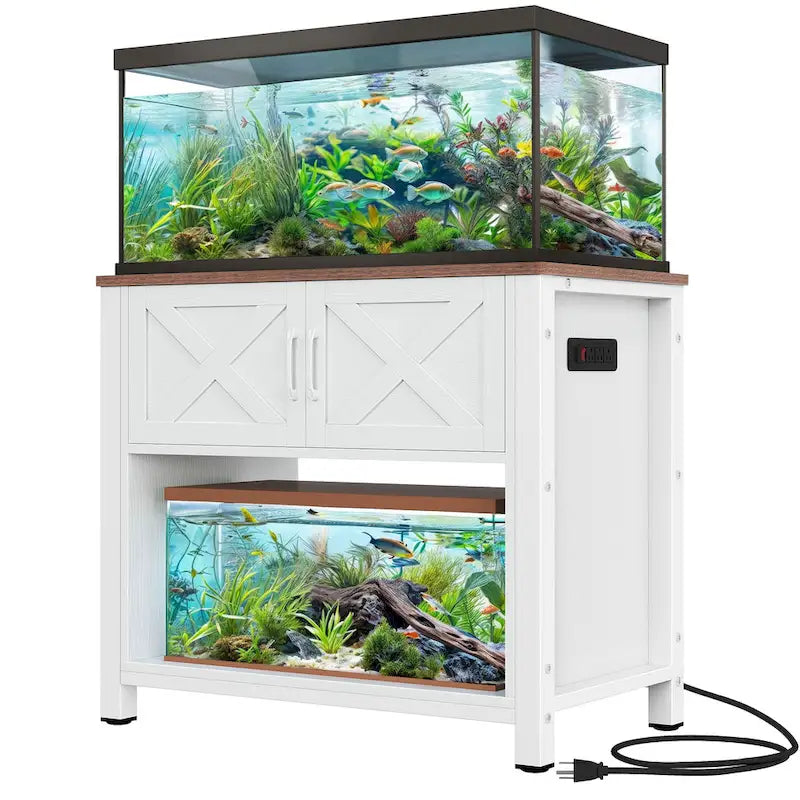 Meuble d'aquarium avec prises électriques