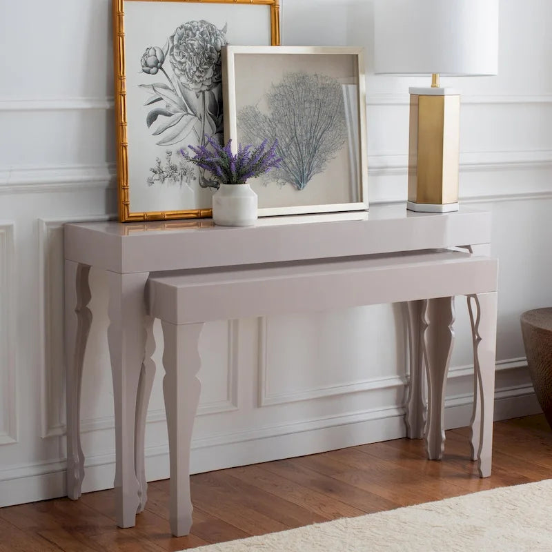 Table gigogne laquée blanche