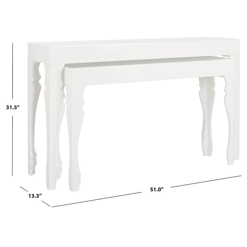 Table gigogne laquée blanche