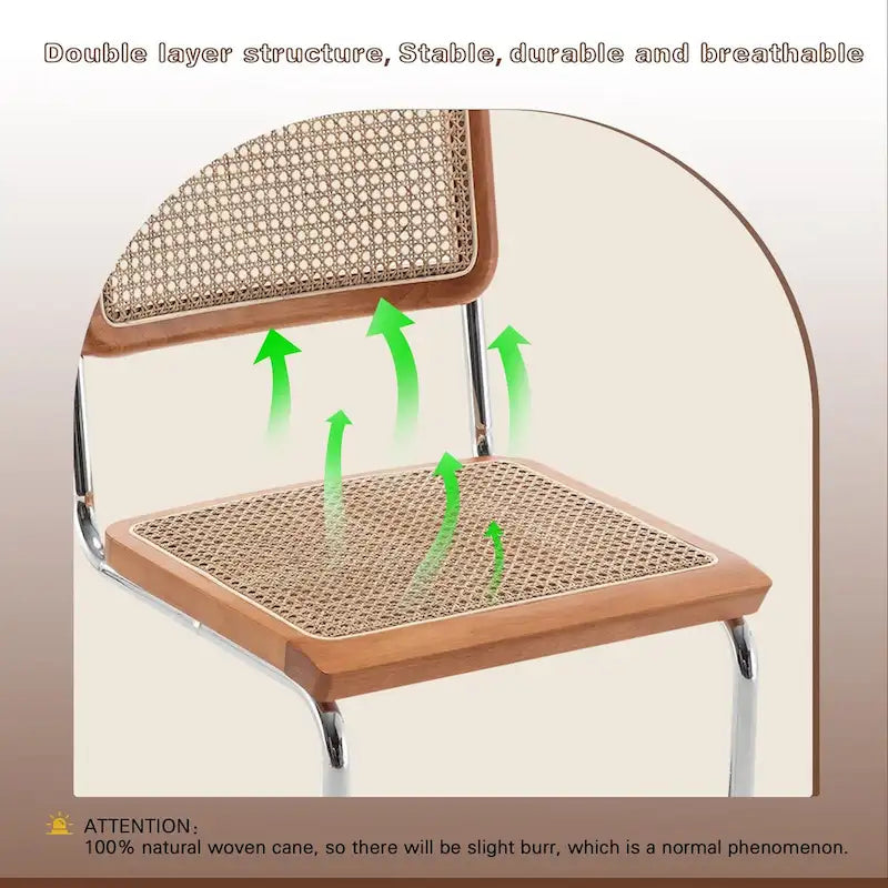 Chaises de salle à manger en rotin naturel avec dossier et assise tressés