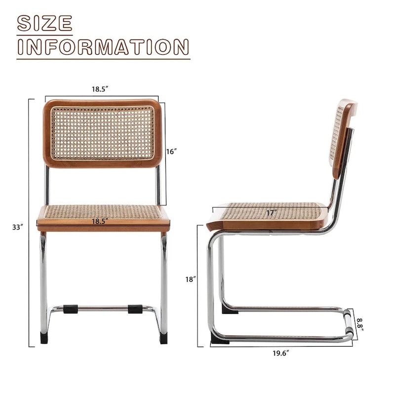 Chaises de salle à manger en rotin naturel avec dossier et assise tressés