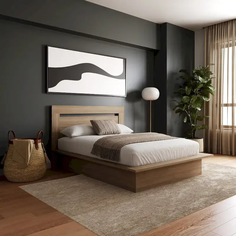 Lit plateforme avec tête de lit