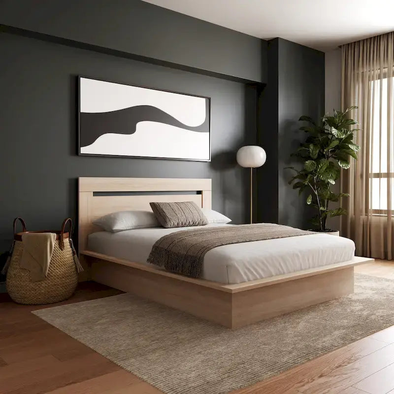 Lit plateforme avec tête de lit