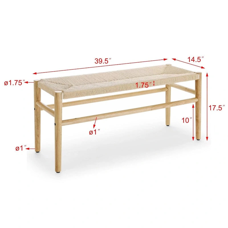 Banc d'intérieur en hévéa naturel
