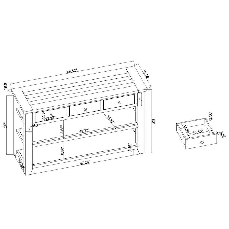 Console en bois de pin massif