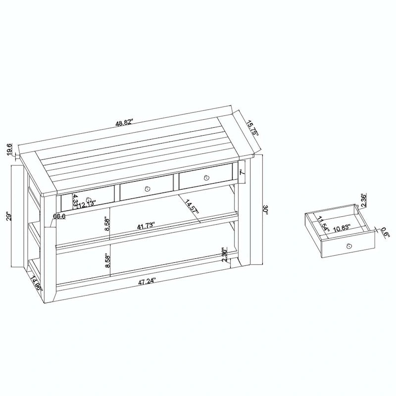 Console en bois de pin massif
