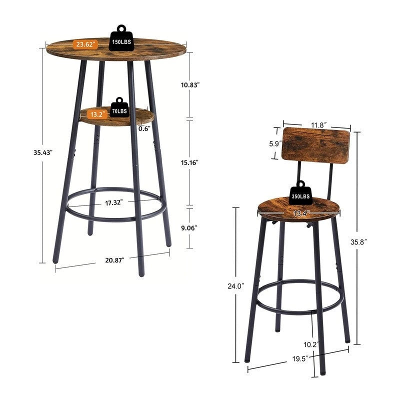 Table de bar avec comptoir rond, table de salle à manger bistro pour cuisine