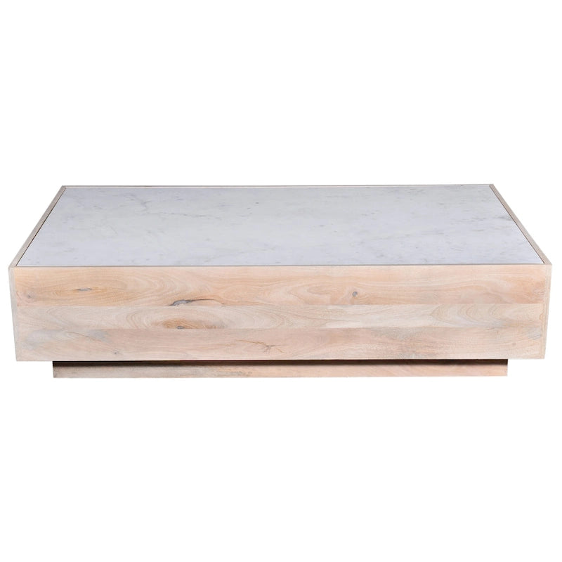 Table basse de rangement en bois et marbre