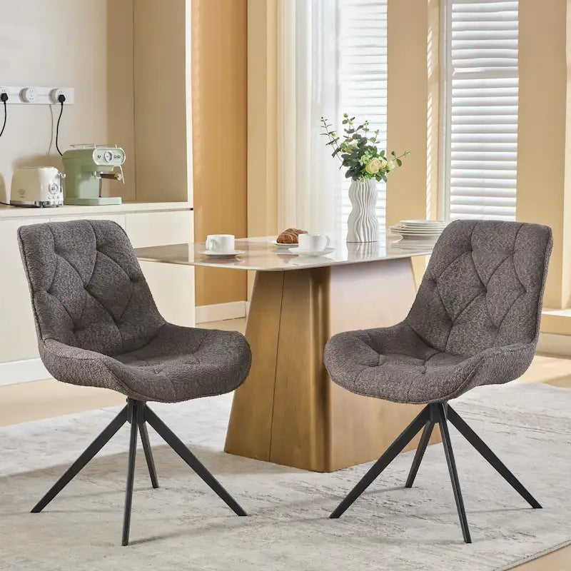 Chaises de salle à manger pivotantes, chaises d'appoint rembourrées en tissu bouclé