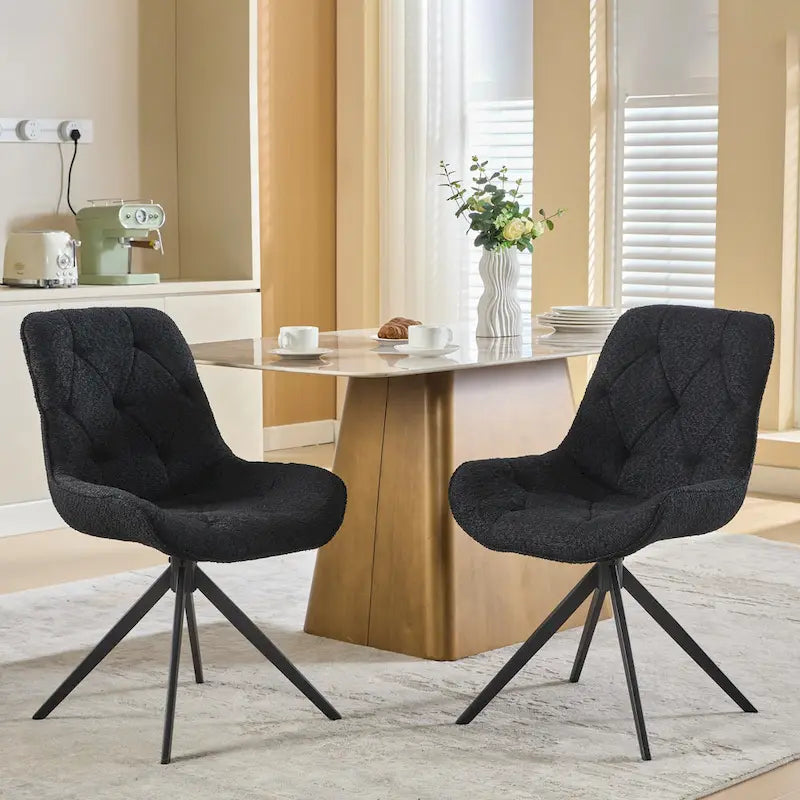 Chaises de salle à manger pivotantes, chaises d'appoint rembourrées en tissu bouclé