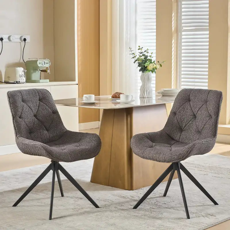Chaises de salle à manger pivotantes, chaises d'appoint rembourrées en tissu bouclé