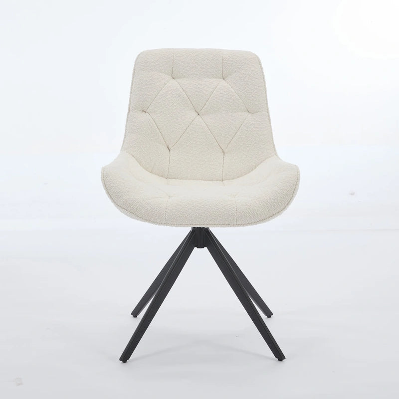 Chaises de salle à manger pivotantes, chaises d'appoint rembourrées en tissu bouclé