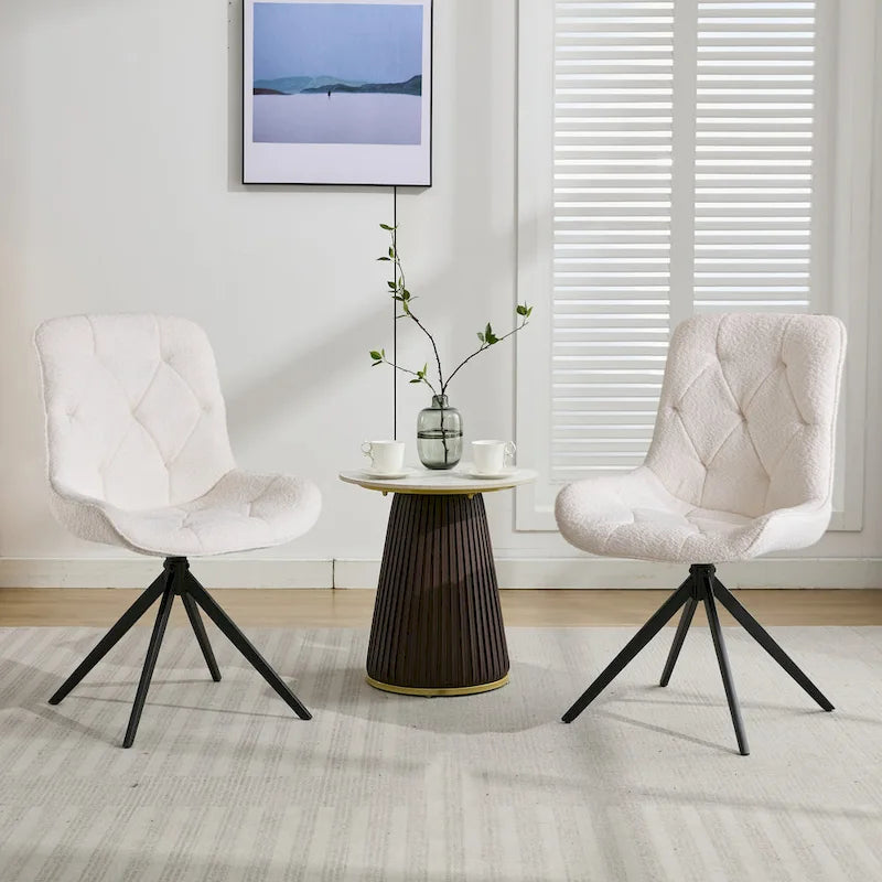 Chaises de salle à manger pivotantes, chaises d'appoint rembourrées en tissu bouclé