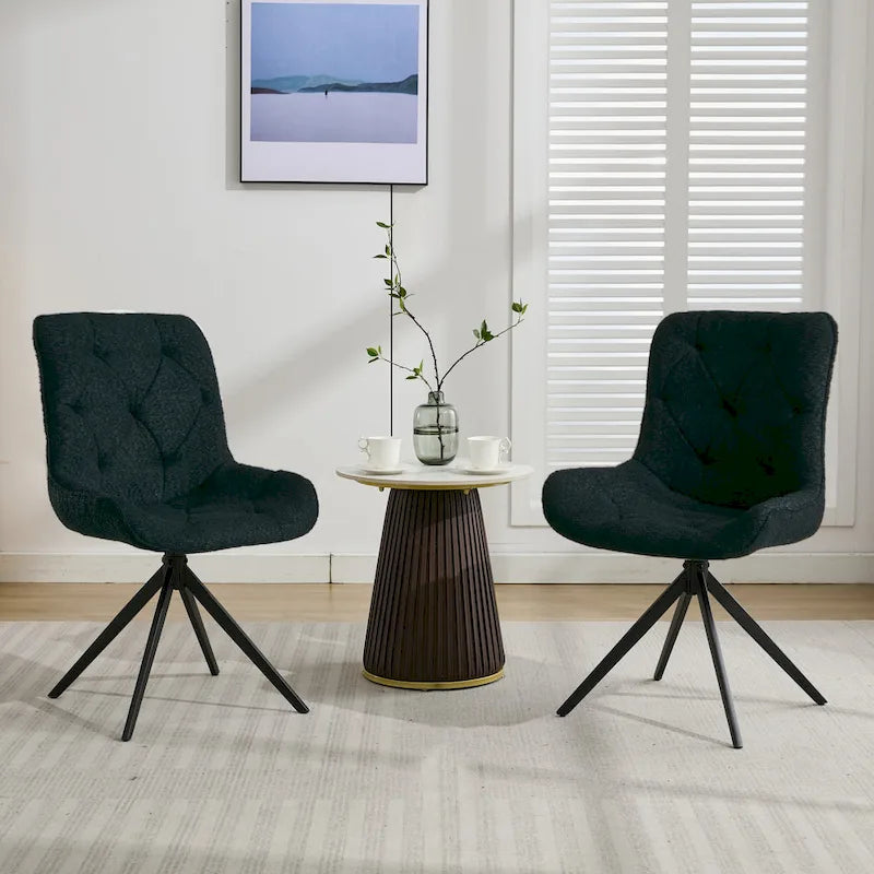 Chaises de salle à manger pivotantes, chaises d'appoint rembourrées en tissu bouclé