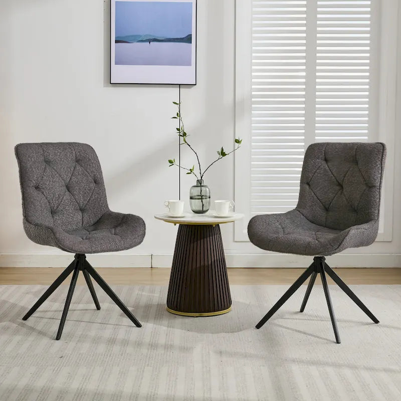 Chaises de salle à manger pivotantes, chaises d'appoint rembourrées en tissu bouclé