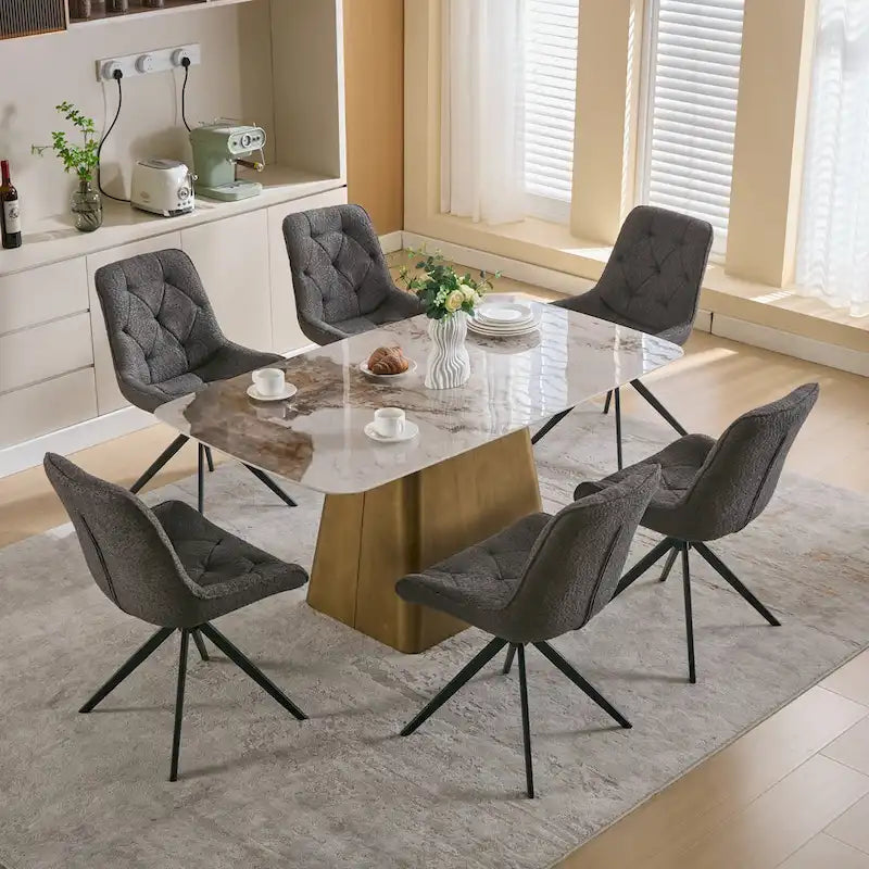 Chaises de salle à manger pivotantes, chaises d'appoint rembourrées en tissu bouclé