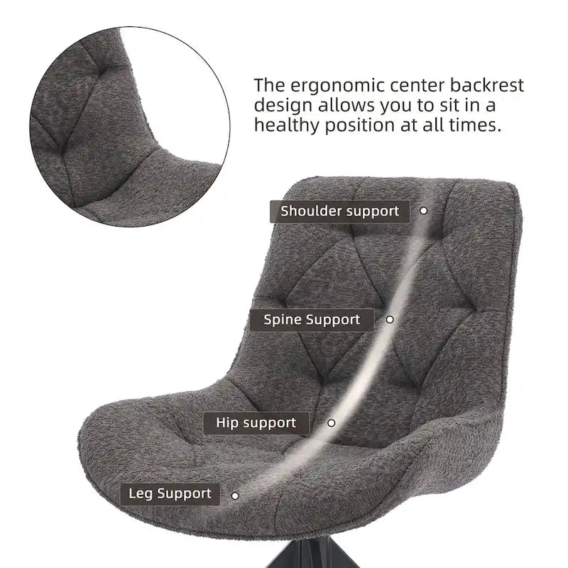 Chaises de salle à manger pivotantes, chaises d'appoint rembourrées en tissu bouclé