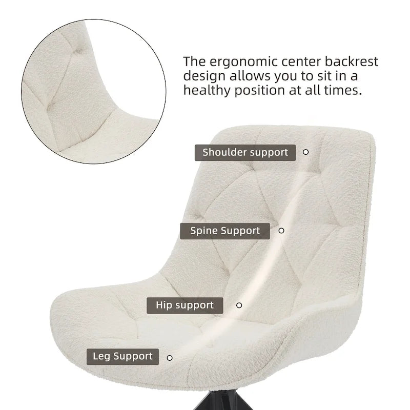 Chaises de salle à manger pivotantes, chaises d'appoint rembourrées en tissu bouclé