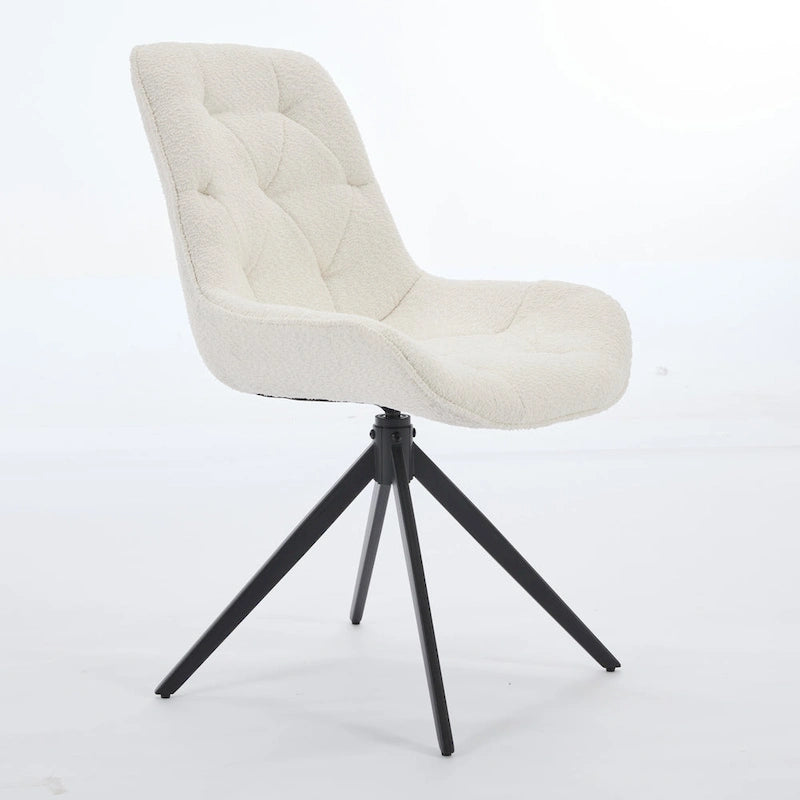 Chaises de salle à manger pivotantes, chaises d'appoint rembourrées en tissu bouclé