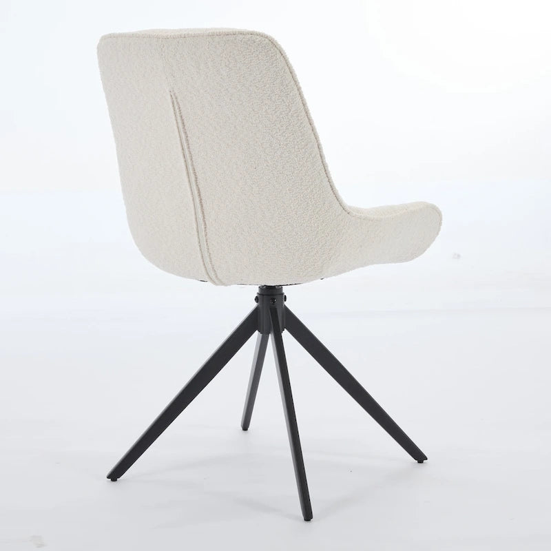 Chaises de salle à manger pivotantes, chaises d'appoint rembourrées en tissu bouclé