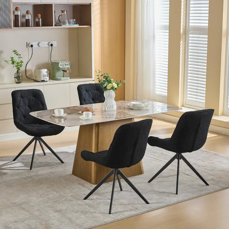 Chaises de salle à manger pivotantes, chaises d'appoint rembourrées en tissu bouclé
