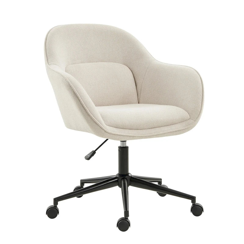 Chaise de bureau Victoria à dossier courbé pivotante avec roulettes et base en métal par HULALA HOME