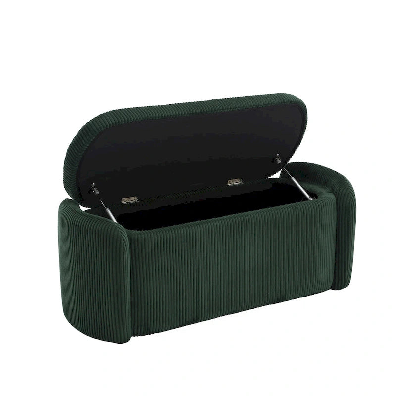 Banc ottoman de rangement en velours côtelé pour salon