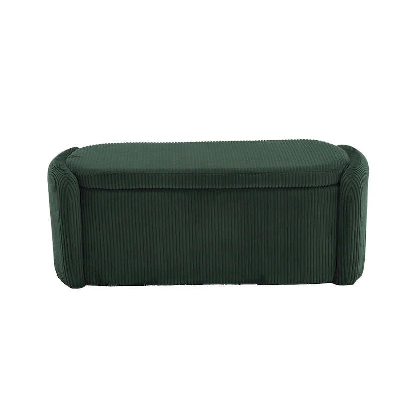 Banc ottoman de rangement en velours côtelé pour salon