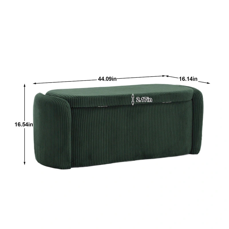 Banc ottoman de rangement en velours côtelé pour salon