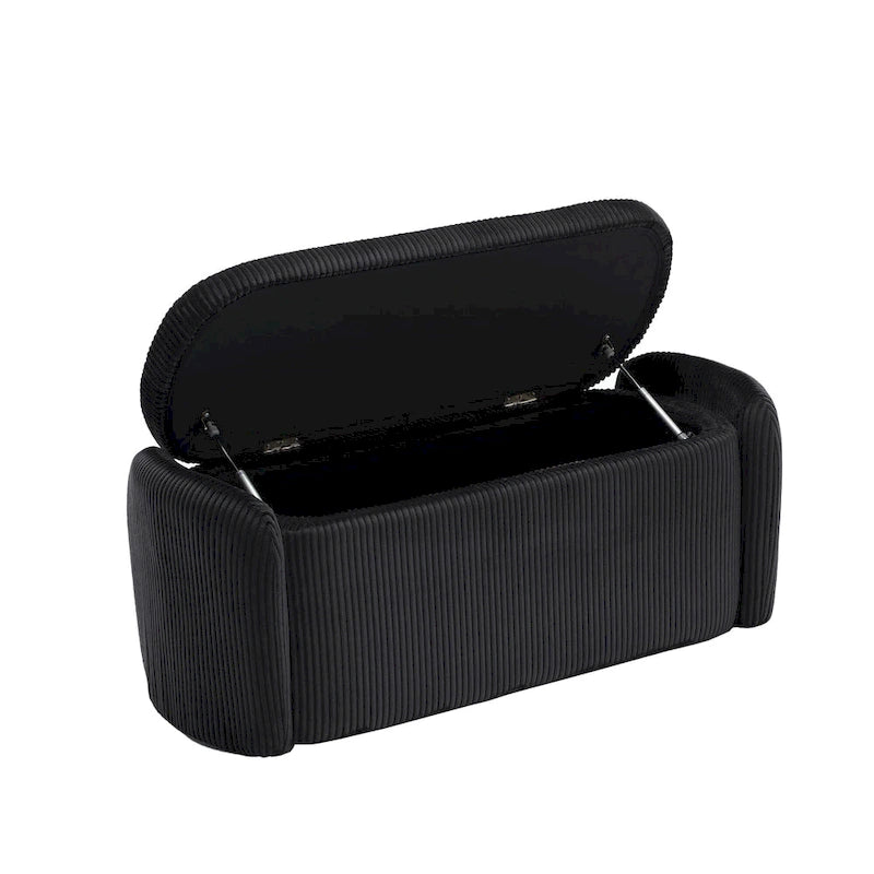 Banc ottoman de rangement en velours côtelé pour salon