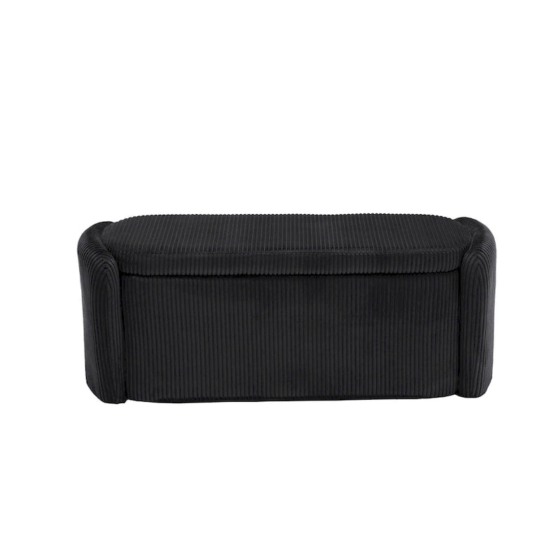 Banc ottoman de rangement en velours côtelé pour salon