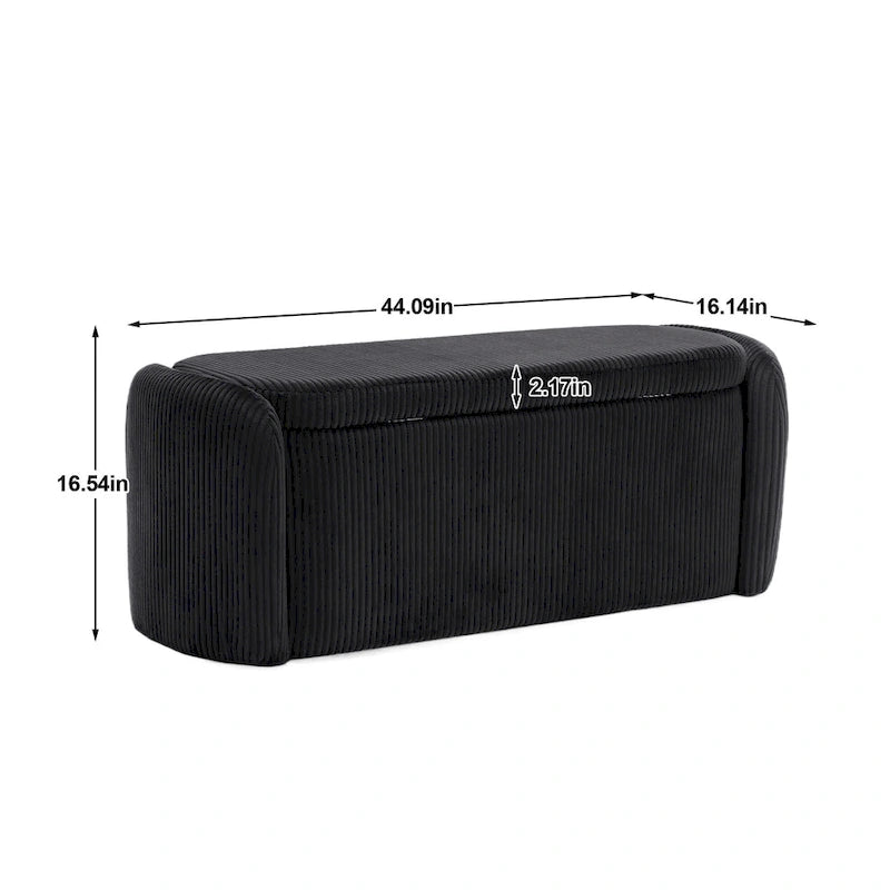 Banc ottoman de rangement en velours côtelé pour salon