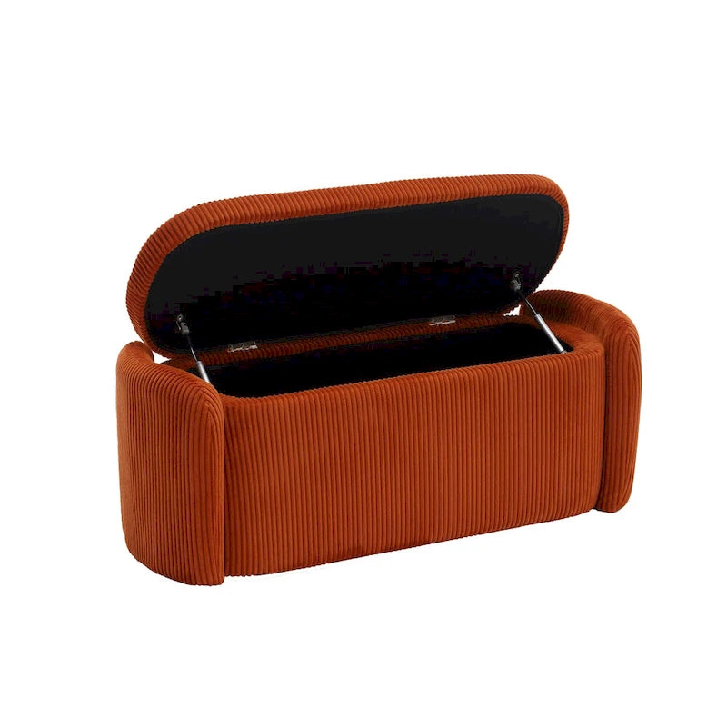 Banc ottoman de rangement en velours côtelé pour salon