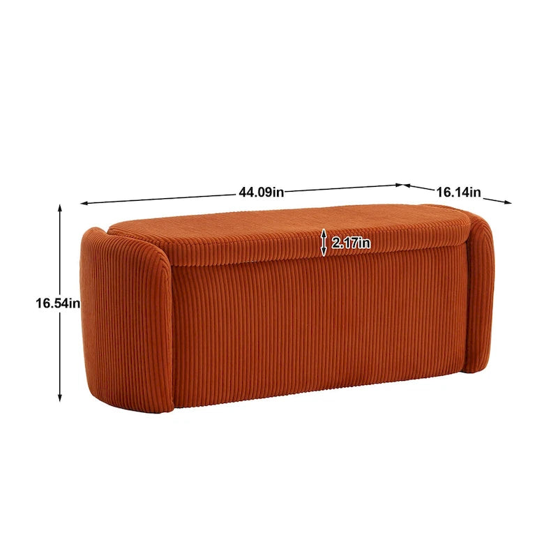 Banc ottoman de rangement en velours côtelé pour salon