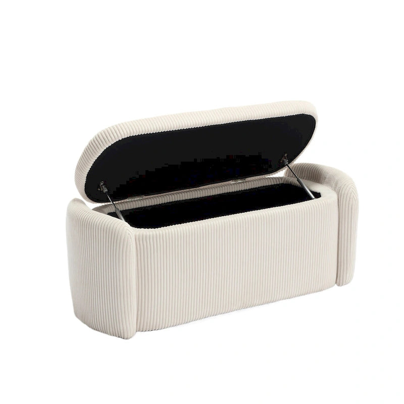 Banc ottoman de rangement en velours côtelé pour salon